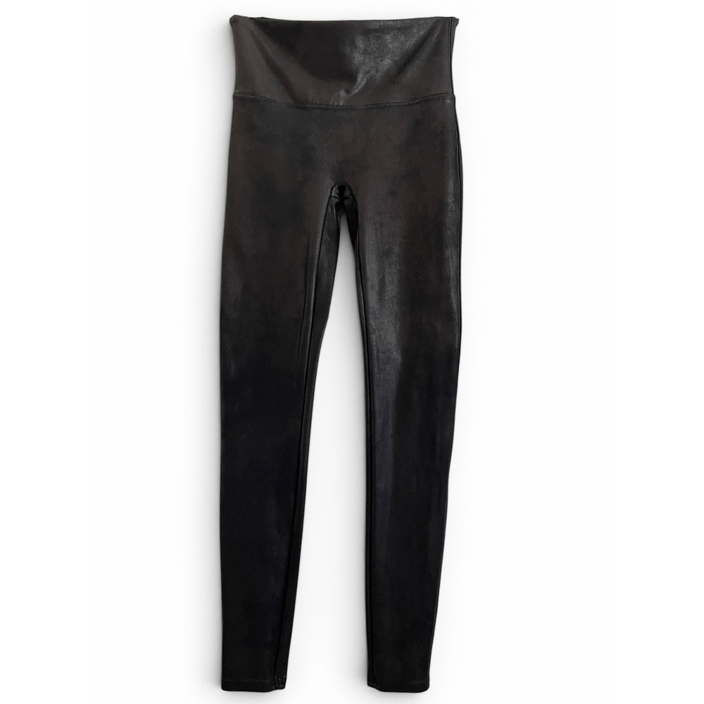 SPANX Faux Leather Leggings Black Size Medium High Rise‎ Sculpting